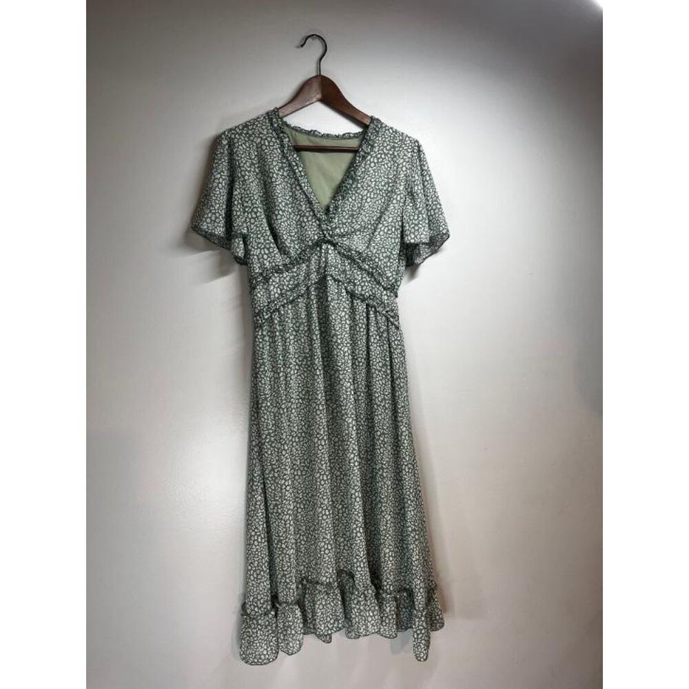 Sage Green Leopard Print Dress
